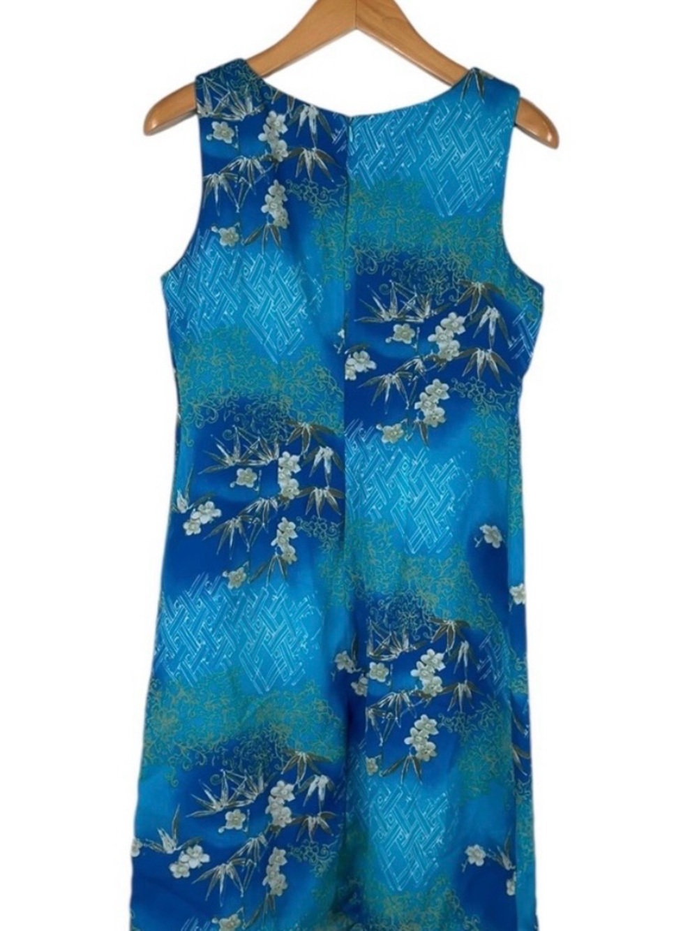 Vintage Kathie Lee Collection Sleeveless Lined Turquoise Blue Floral Dress - Picture 6 of 9